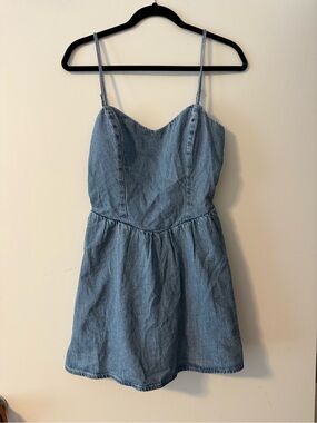 Hollister Light Wash Denim Spaghetti Strap Mini Dress